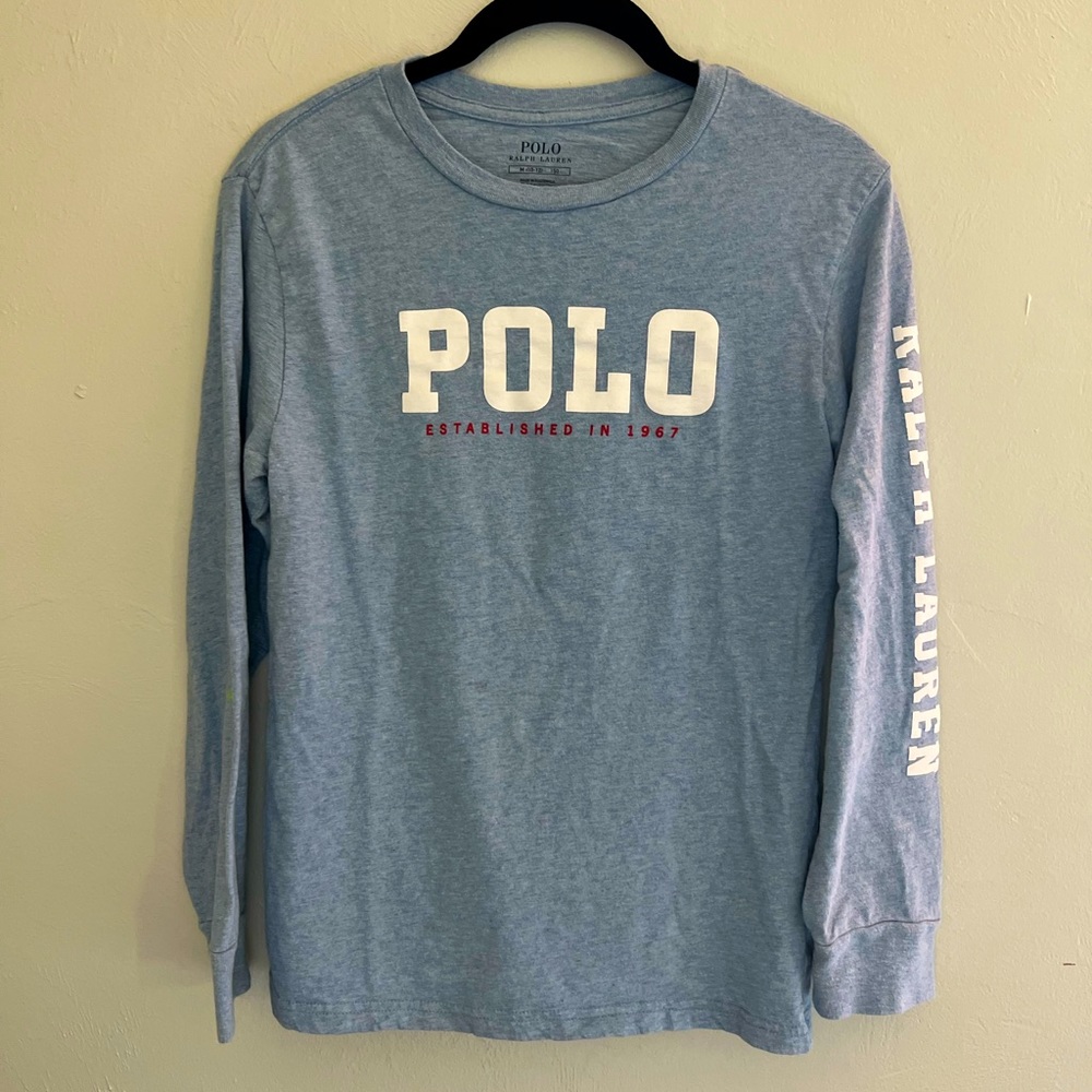 ❣️2/$25❣️ POLO RALPH LAUREN light blue kid’s long sleeve | MEDIUM (10/12)